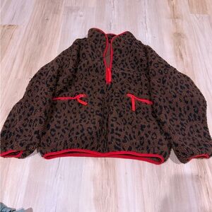Leopard Print Jacket with Red Accents